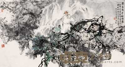 王明明 1988年作 李白饮酒图 镜心 97×180cm